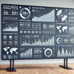 social media analytics dashboard showing key metrics and trends to help visualize the process